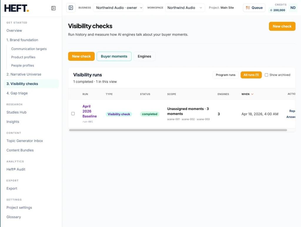 Start visibility check + moment picker